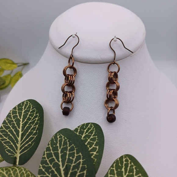 Handcrafted Chainmail Dangle Earrings - Picture 1 of 7